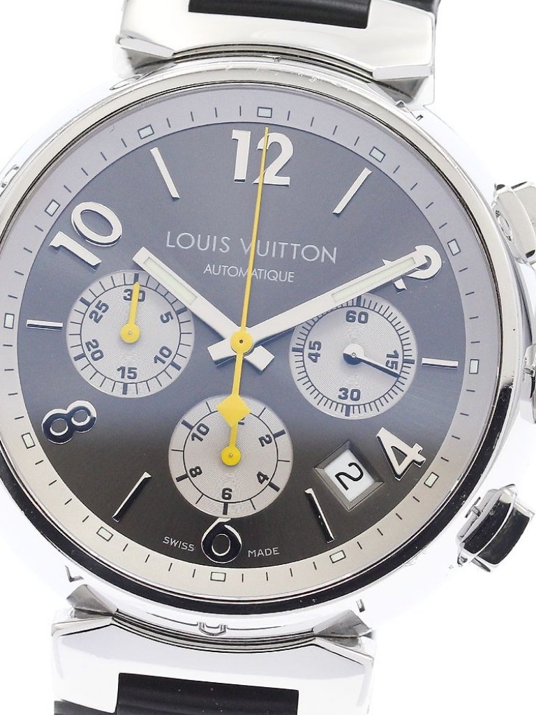 Louis Vuitton Tambour Q1120 Chronograph Date Gray Dial Automatic Mens